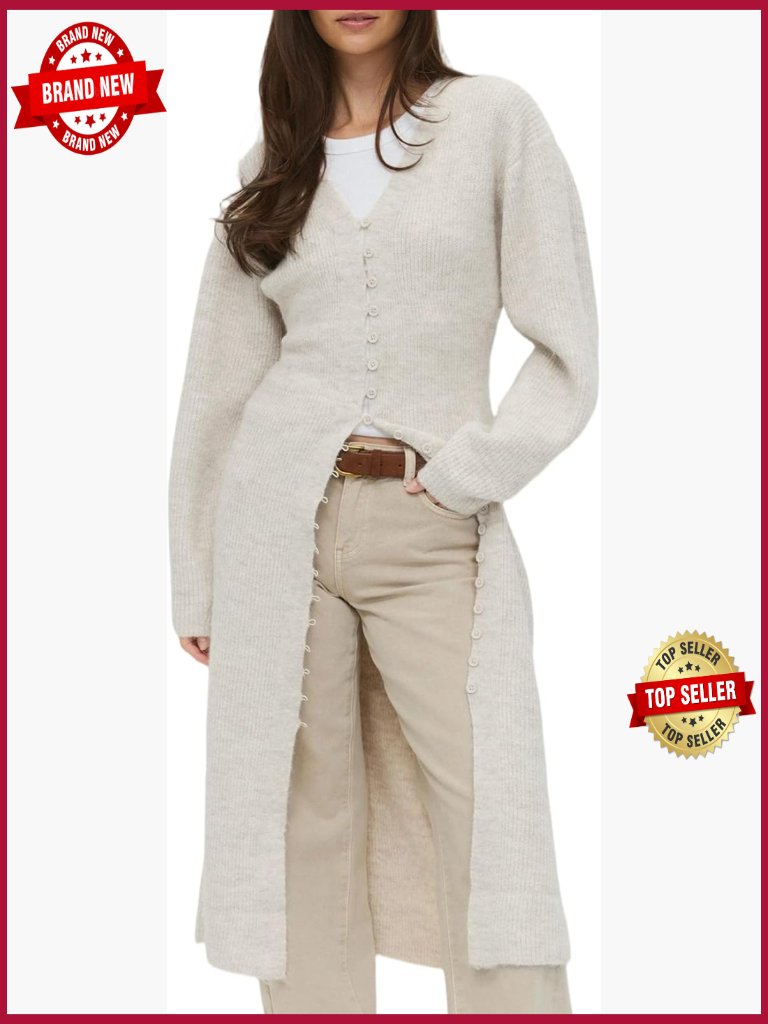 Womens Long Cardigan Sweater Dress V Neck Chunky Knit Button Down Fall Winter